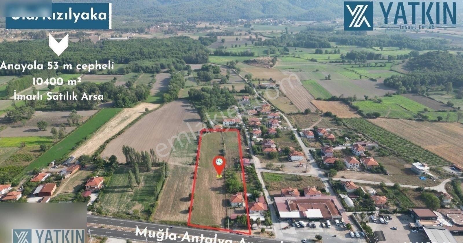 Ula Kızılyaka Satılık Konut İmarlı Ula Kızılyaka'da Anayola Cepheli İmarlı 10.350 M² Satılık Arsa