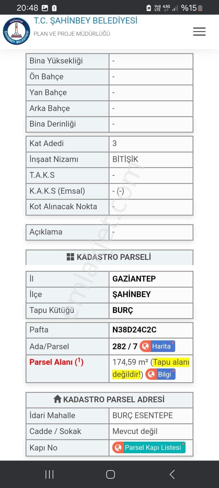 Şahinbey Burç Esentepe Satılık Konut+Ticaret Alanı Burç Esentepe'de Cd Üzeri B3 Ticari + Konut