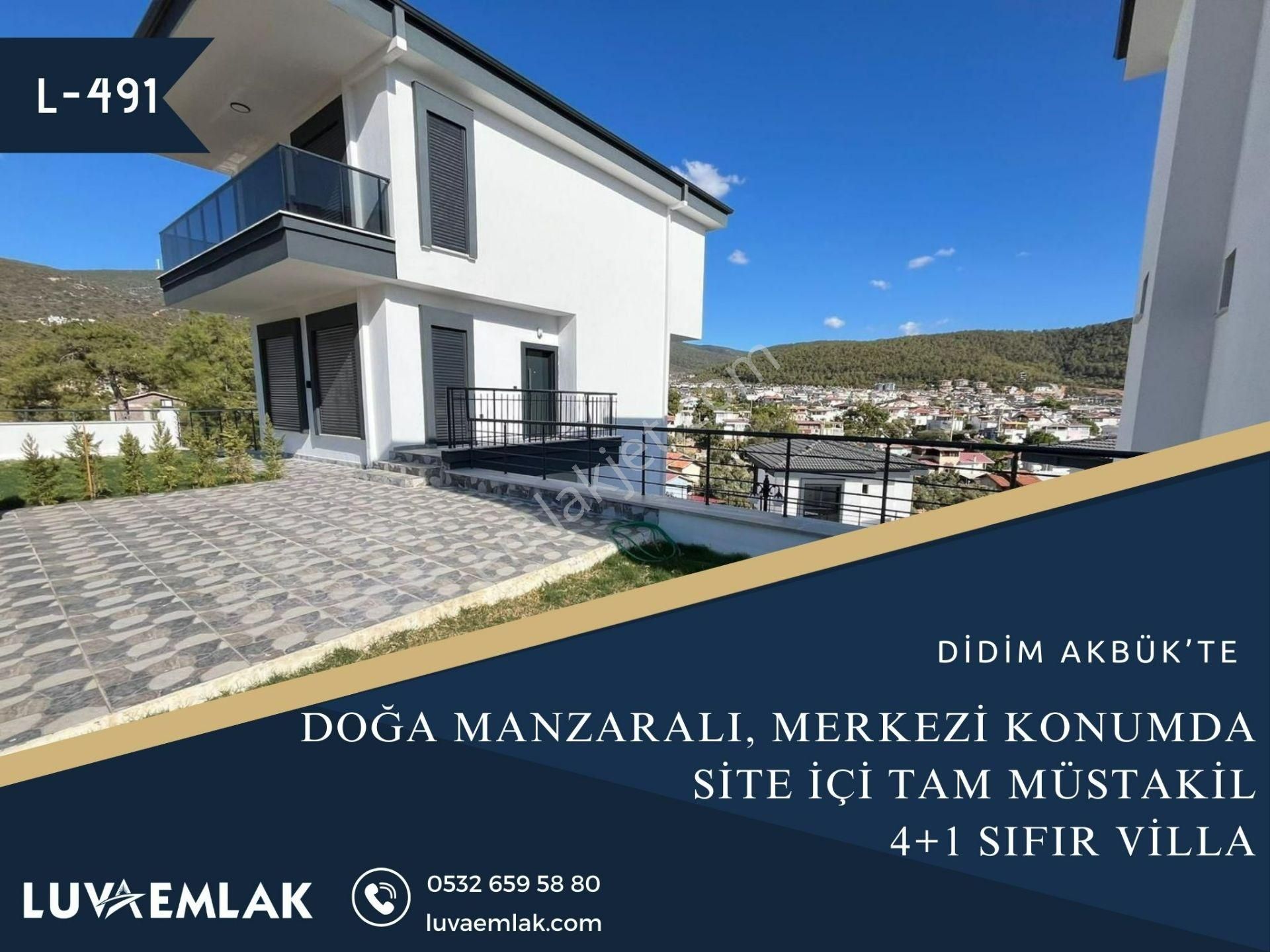 Didim Akbük Satılık Villa Didim Akbük’te Doğa Manzaralı Site İçi Tam Müstakil 4+1 Sıfır Villa