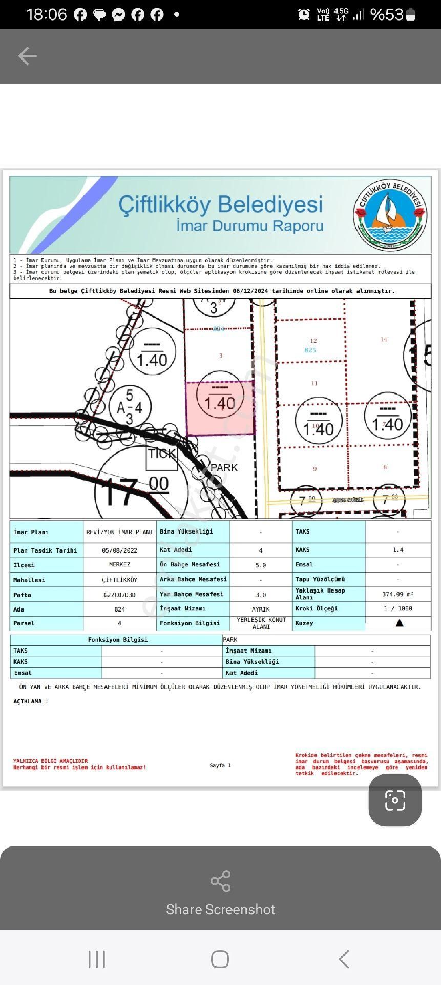 Çiftlikköy Mehmet Akif Ersoy Satılık Konut İmarlı Yalova Çiftlikköy 4 Kat İmarlı Satılık 374 M2 Arsa