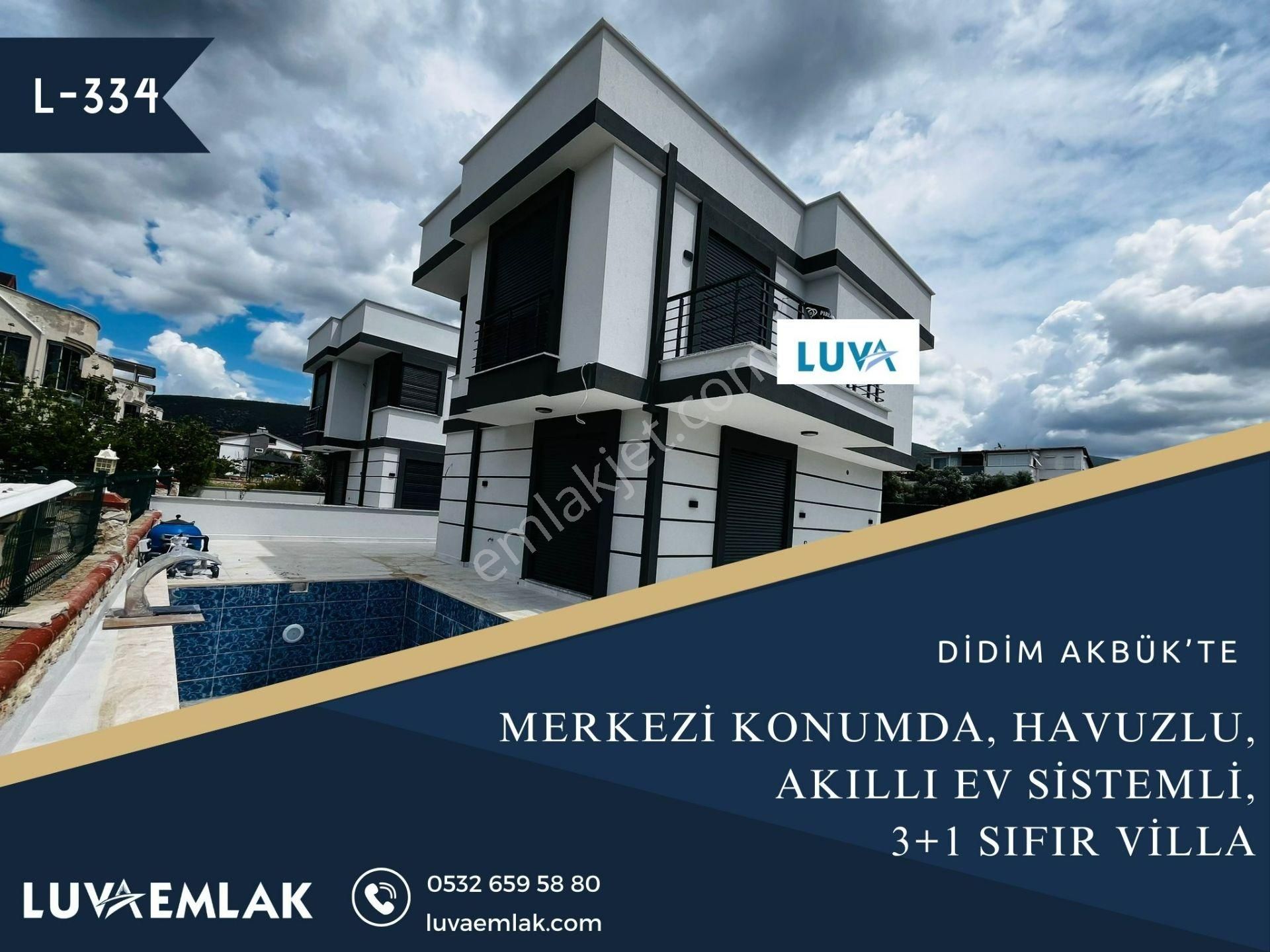 Didim Akbük Satılık Villa Didim Akbük'te Merkezi Konumda Havuzlu Sıfır 3+1 Villa