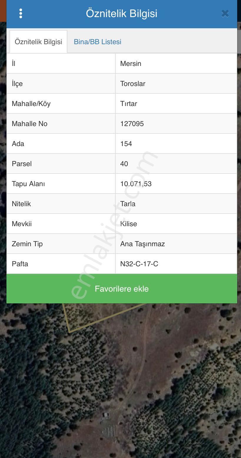 Toroslar Tırtar Satılık Tarla İnfo Gayrimenkul Mersin Tırtar Mah 10,071 M2 Satılık Tarla