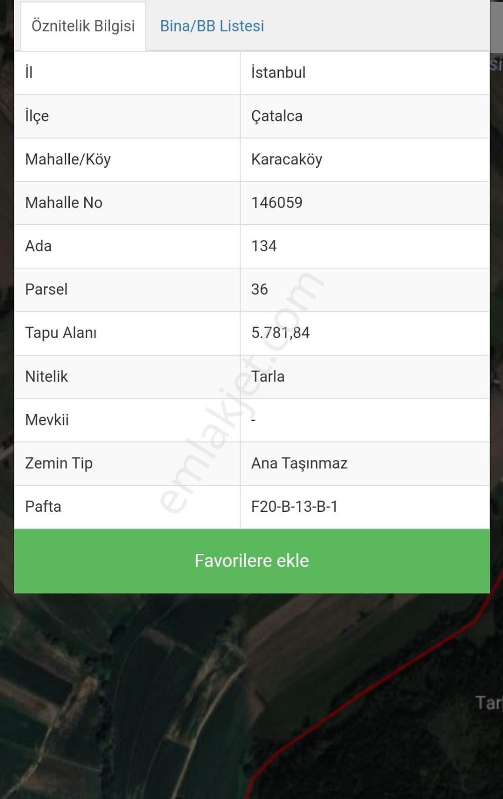 Çatalca Karacaköy Merkez Satılık Tarla Çatalca Karacaköy 361m2 Yola Yerleşime Yakın Arsa