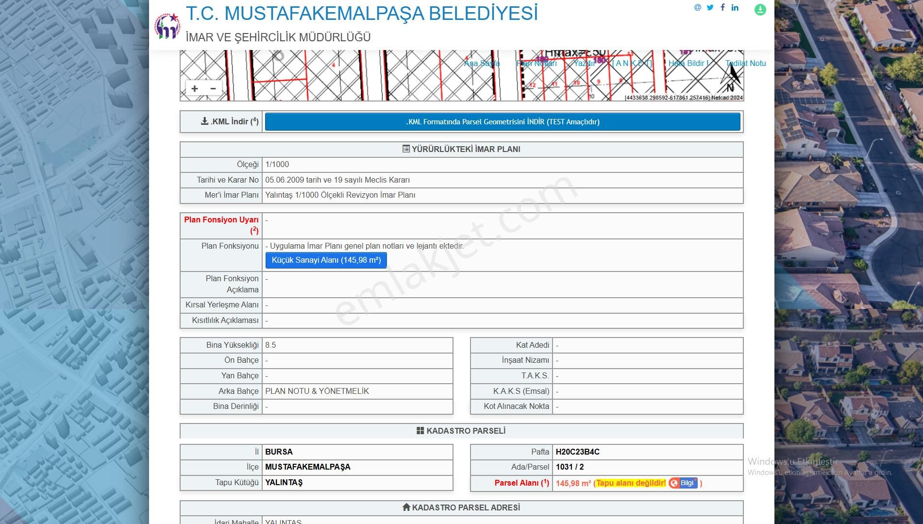 Bursa Mustafakemalpaşa Yalıntaş Mahallesinde 145 M2 Satılık Sanayi İmarlı Arsa - Görsel 2