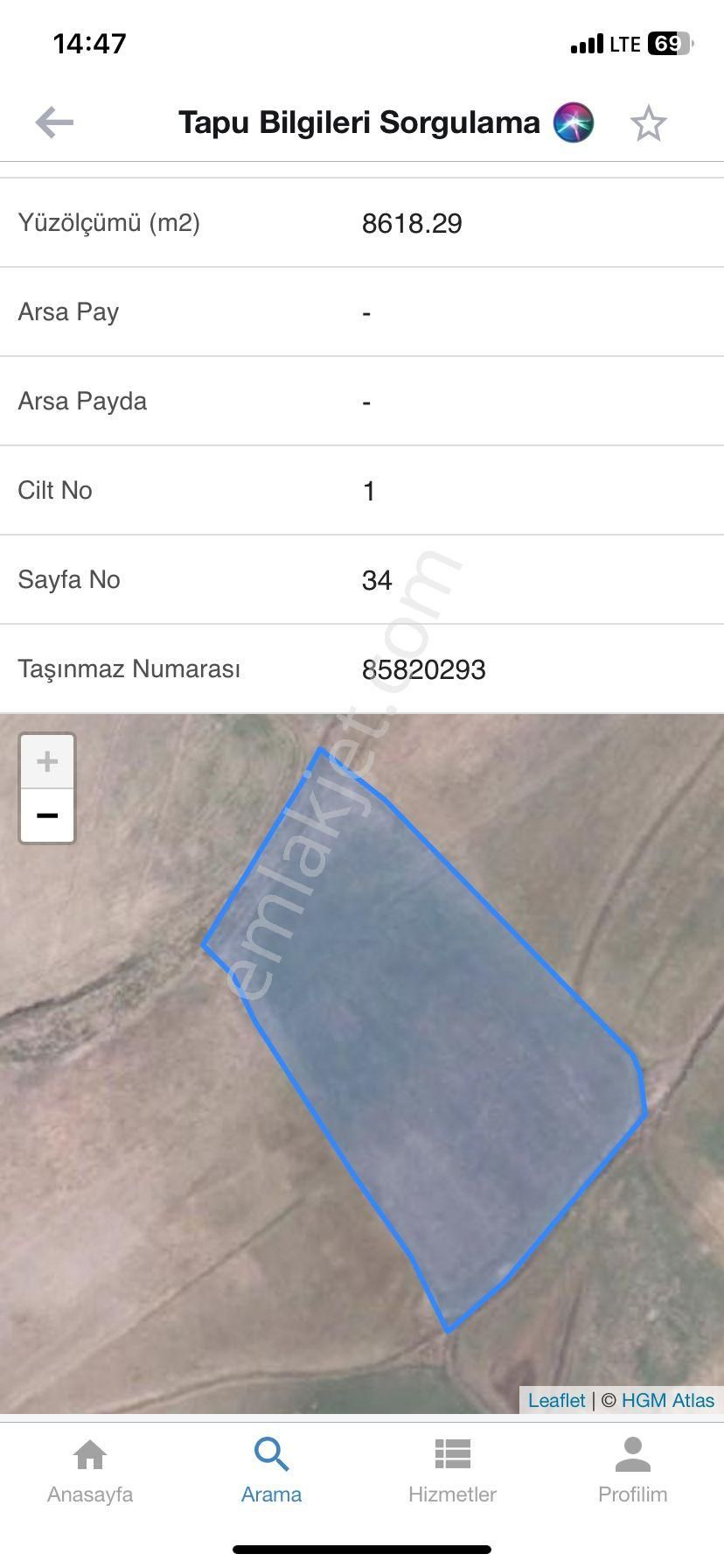 Yakutiye Dumlu Satılık Tarla Erzurum'a En Yakın Mahalle Dumlu'da 8618 M2 Tarla