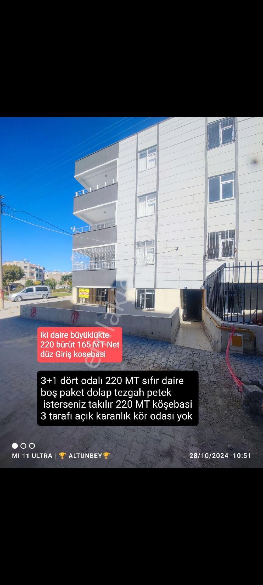 Haliliye Ahmet Yesevi Satılık Daire 214 Mt Kullanimi 165 Mt Oturumu 4+0 Kiler Odası Var