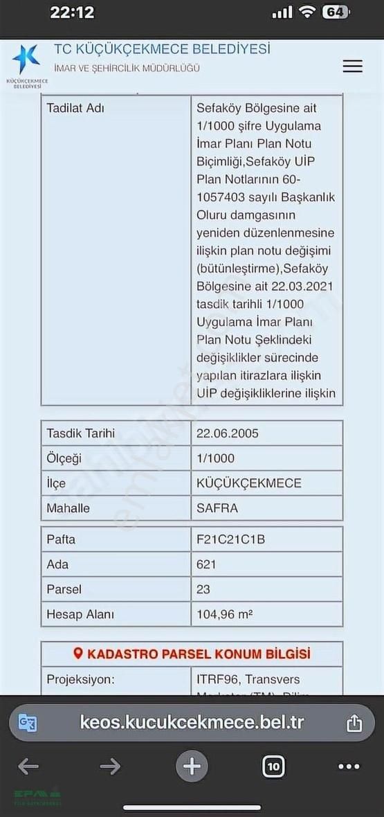 Küçükçekmece Söğütlü Çeşme Satılık Konut İmarlı Küçükçekmece Söğütlüçeşme (safra) Mahallesinde Satılık Arsa