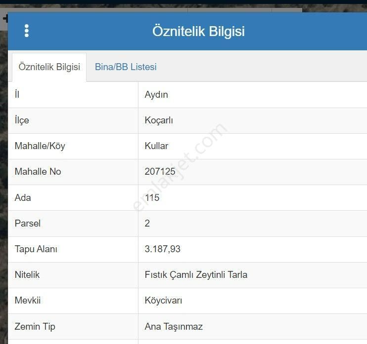 Koçarlı Kullar Satılık Tarla Aydın Koçarlı Kullar Mah.satılık 3187m2fıstıkçamlı,zeytinlitarla