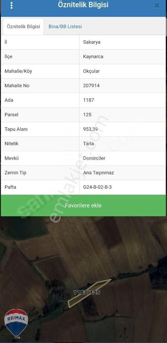 Kaynarca Okçular Satılık Tarla Sakarya Kaynarca Karma Osb Planı İçerisinde Satilik Tarla 953 M2