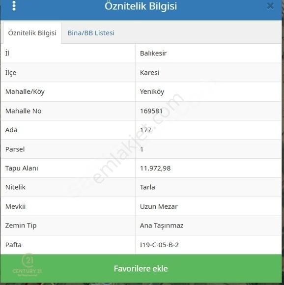Karesi Yeniköy Satılık Tarla Century 21 Bal'dan Karesi Yeniköyde Satılık Tarlalar