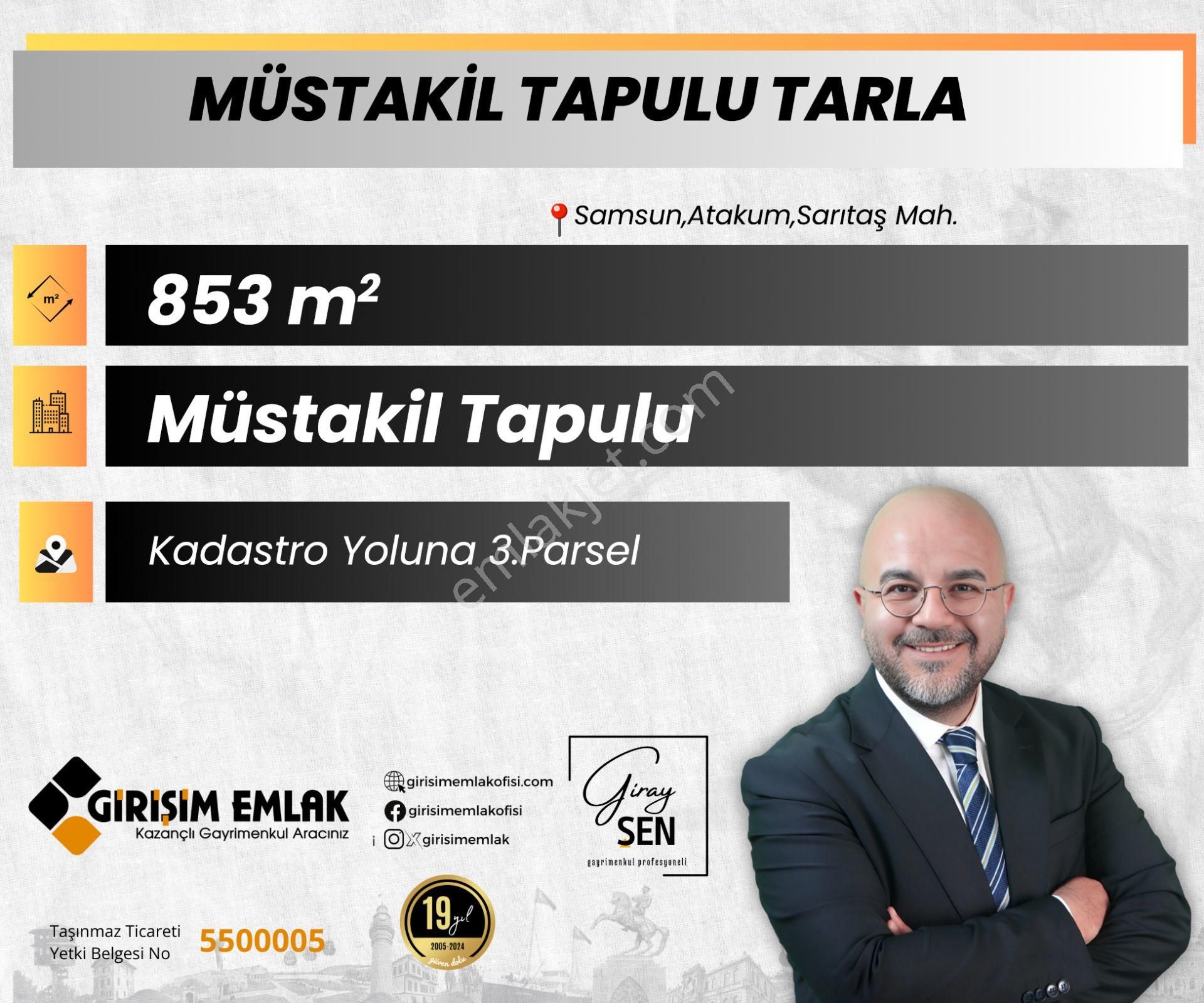 Atakum Sarıtaş Satılık Tarla Sarıtaşta 853 M2 Müstakil Tapulu Satılık Tarla