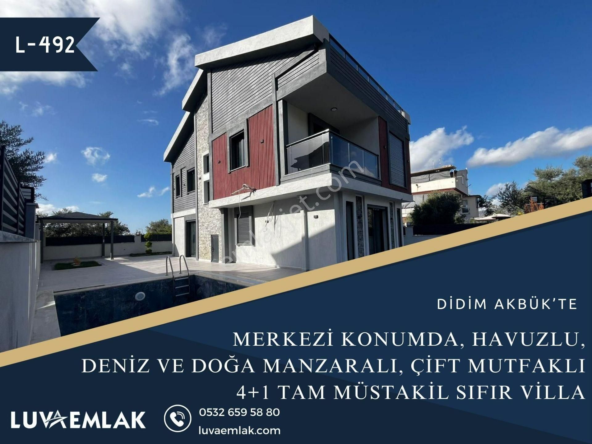 Didim Akbük Satılık Villa Didim Akbük'te Merkezi Konumda Deniz Ve Doğa Manzaralı 4+1 Sıfır Müstakil Villa