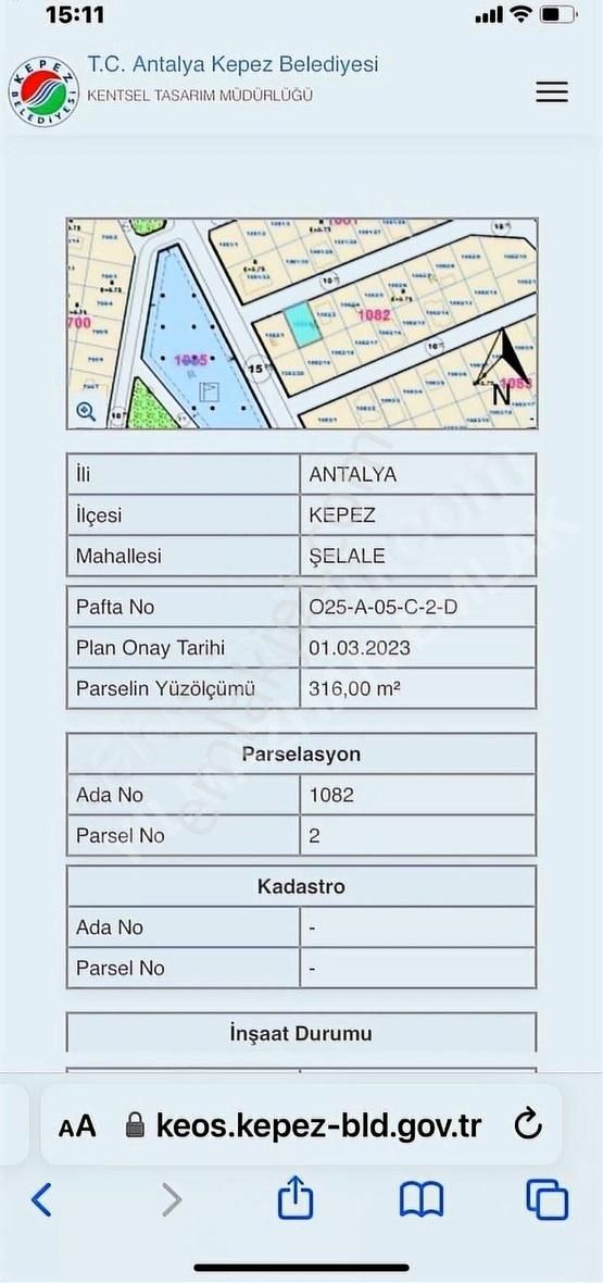 Kepez Şelale Satılık Konut İmarlı Kepez Şelale Mah İster Villa İster Konut Satılık Takasa Açık