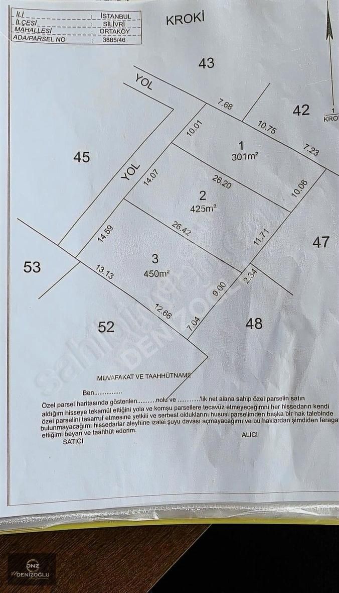 Silivri Ortaköy Satılık Tarla Silivri Ortaköy Köyiçi 450+425 Metre