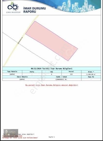 Çorlu Şahpaz Satılık Bağ & Bahçe Tekirdağ Çorlu / Şahpaz Köyünde Satılık Arsa