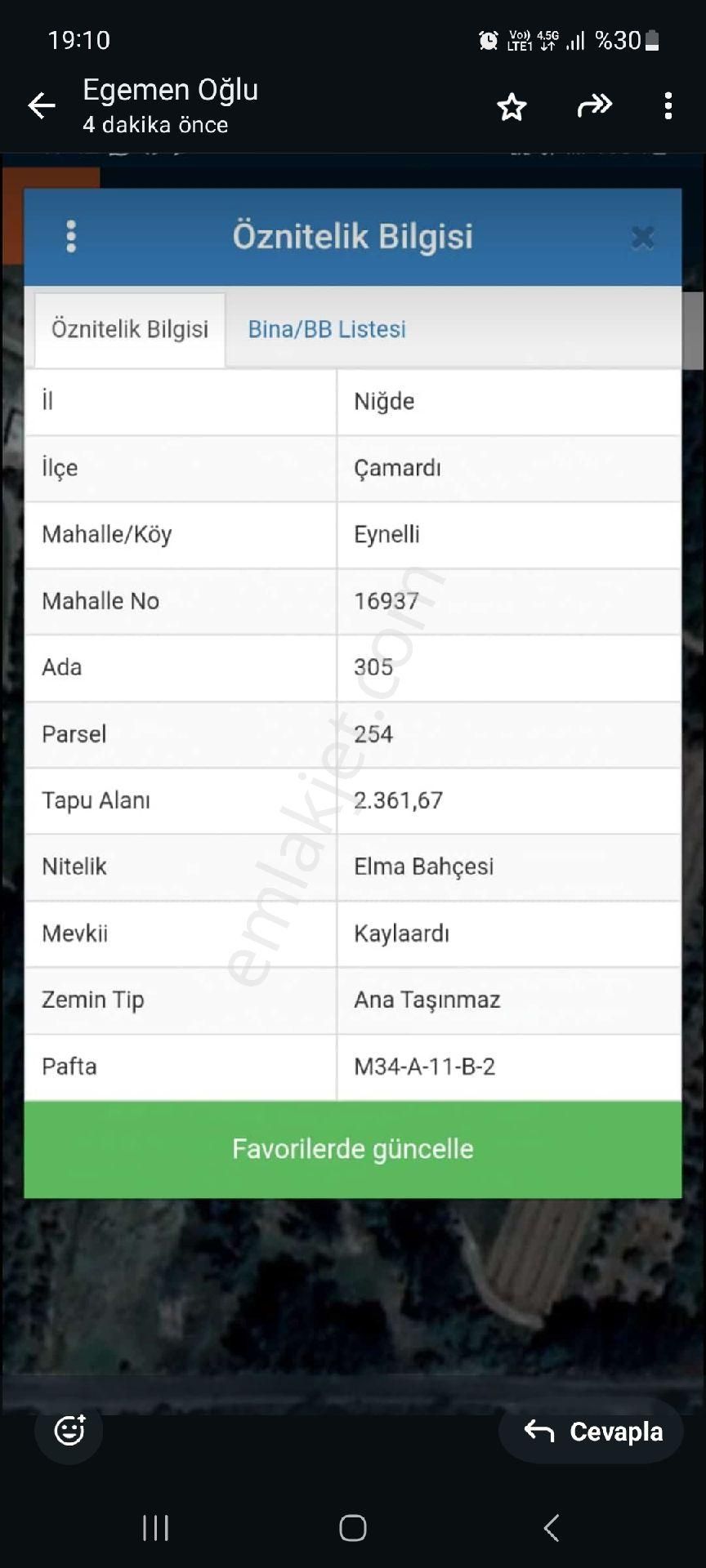 Sarıçam Kılıçlı Satılık Tarla Torosların İncisi Çamardında Yaylalık Elma Ve Ceviz Bahçesi Tek Tapu 2350m2