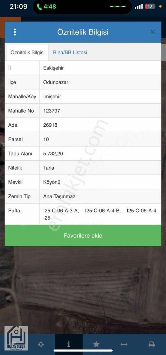 Odunpazarı İmişehir Satılık Tarla Hakan Olgun Gayrimenkulden İmişehir Köyünde Satılık 5730m2 Tarla