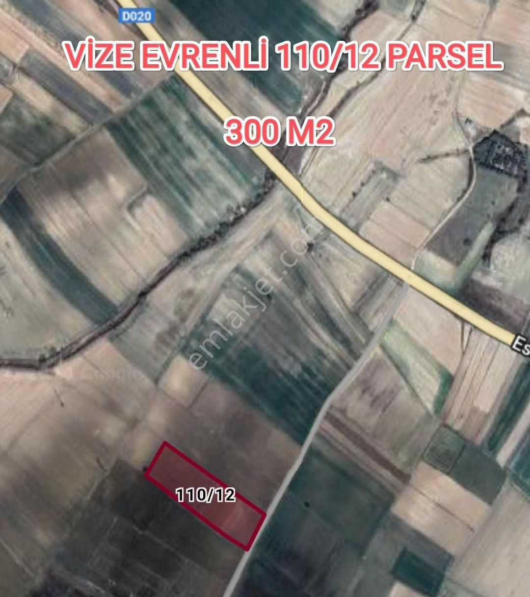 Vize Evrenli Köyü Satılık Tarla Vize İstabul Yolunda Evrenli'de Asfaltın Dibinde Satılık 300 M2