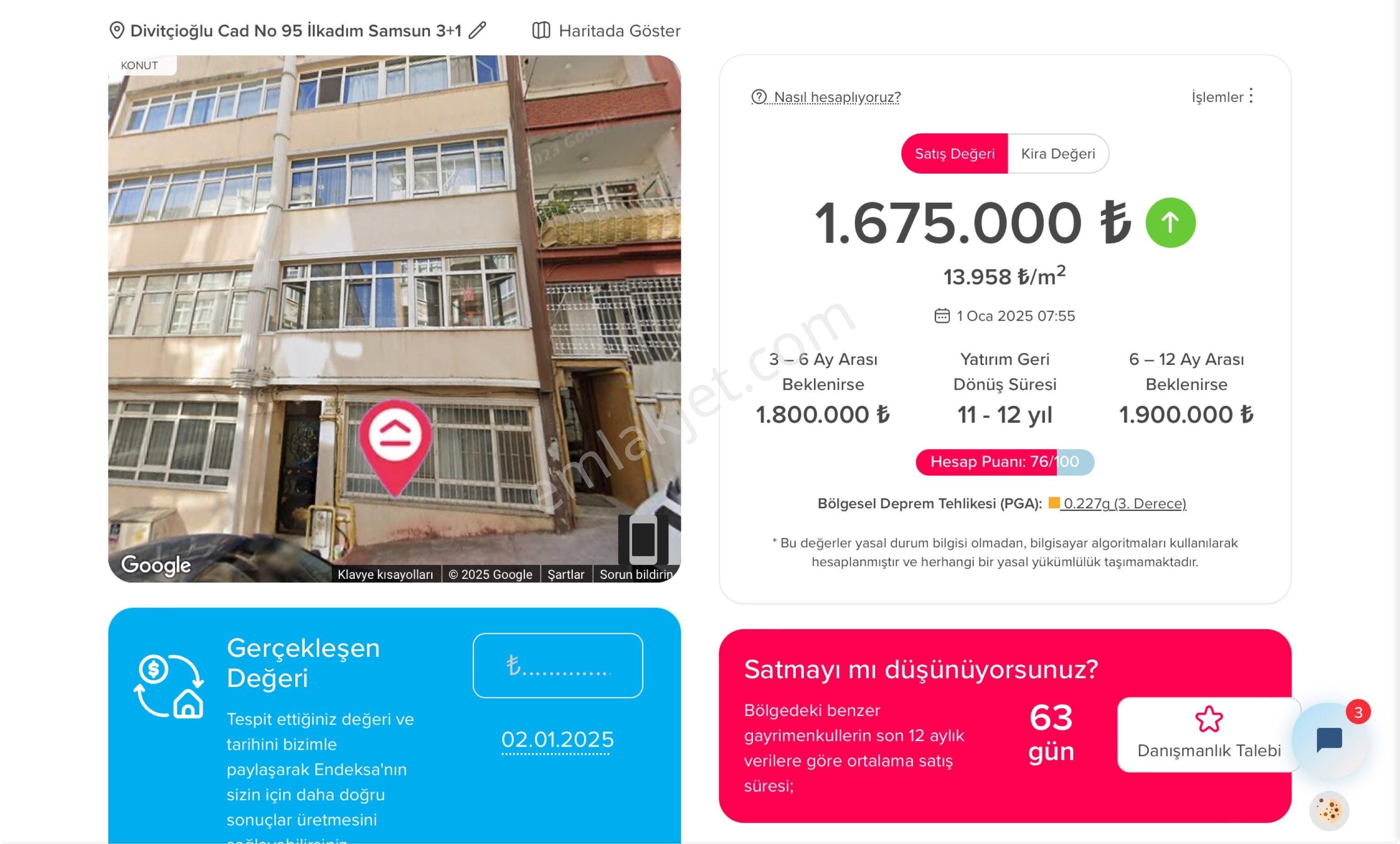 İlkadım Çiftlik Satılık Daire 3+1 120m2 Müsatkil Bahçeli Satılık Ev (içi Yapılı)