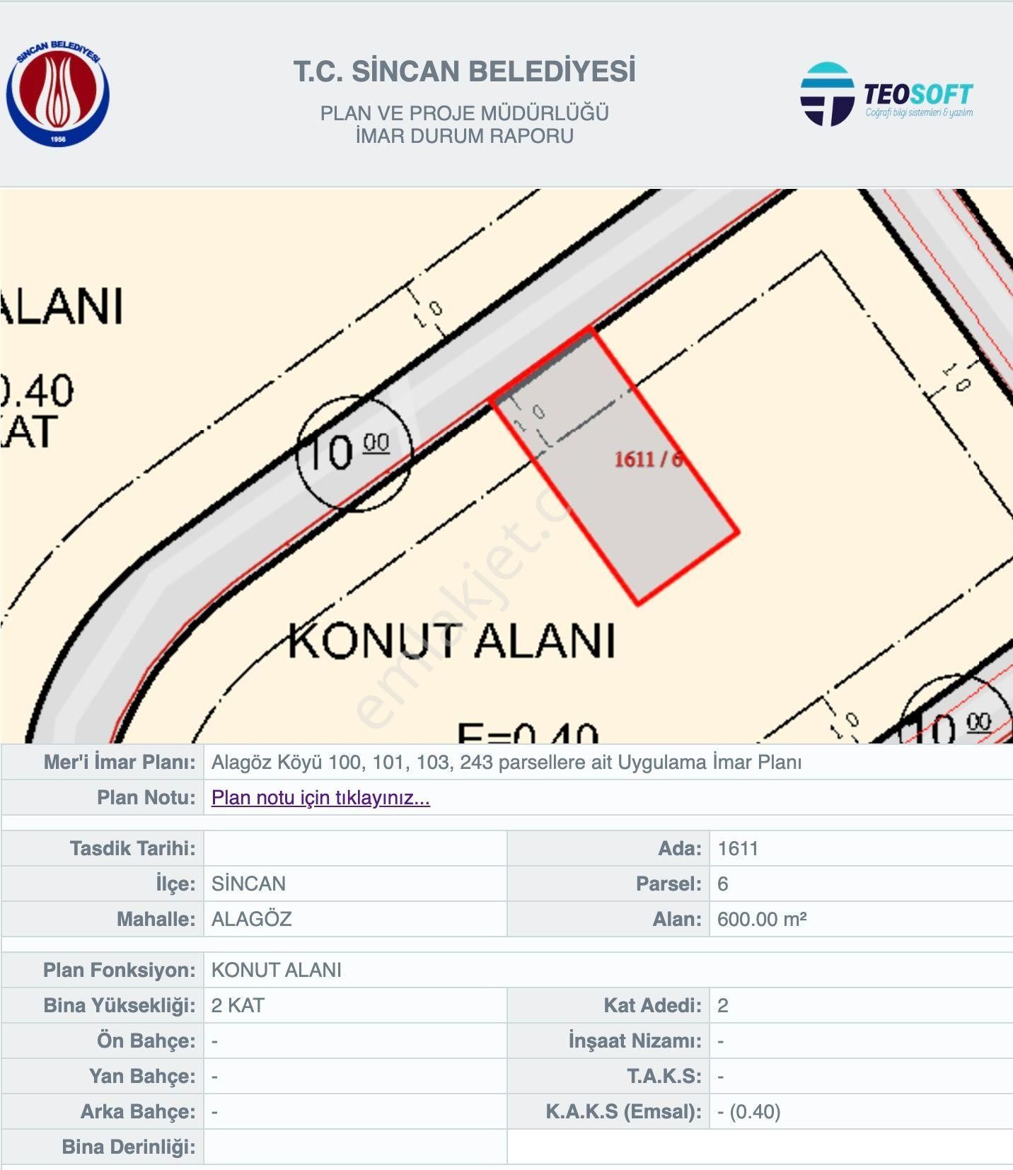 Sincan Alagöz Satılık Konut İmarlı Sincan Temelli Alagöz Mahallesinde Satılık Konut İmarlı Arsa