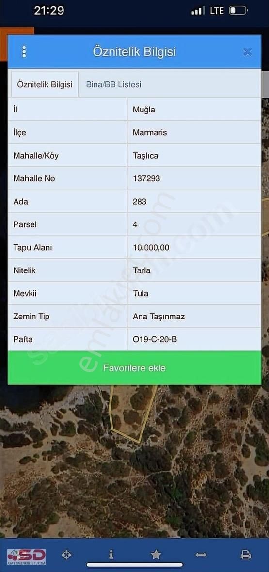 Marmaris Taşlıca Satılık Tarla Taşlıcada Denize Sıfır Arsa 10 Bin M2