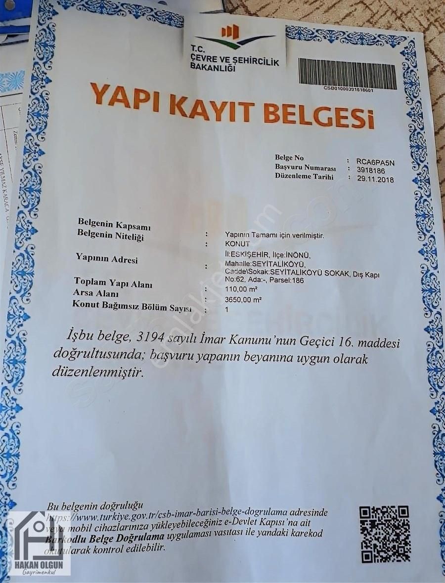 İnönü Seyitaliköyü Satılık Çiftlik Evi Eskişehir'35 Km İnönü Mh'de Çiftlik Evi Yapı Belgeli Ve Müstakil