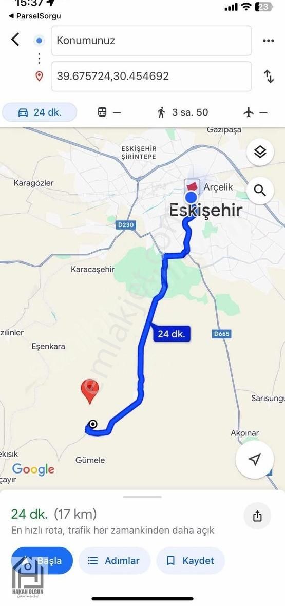 Odunpazarı Kayapınar Satılık Tarla Odunpazarı Merkez Kayapınar A.çağlan Mevkii 7.000 M2 İmara Yakın