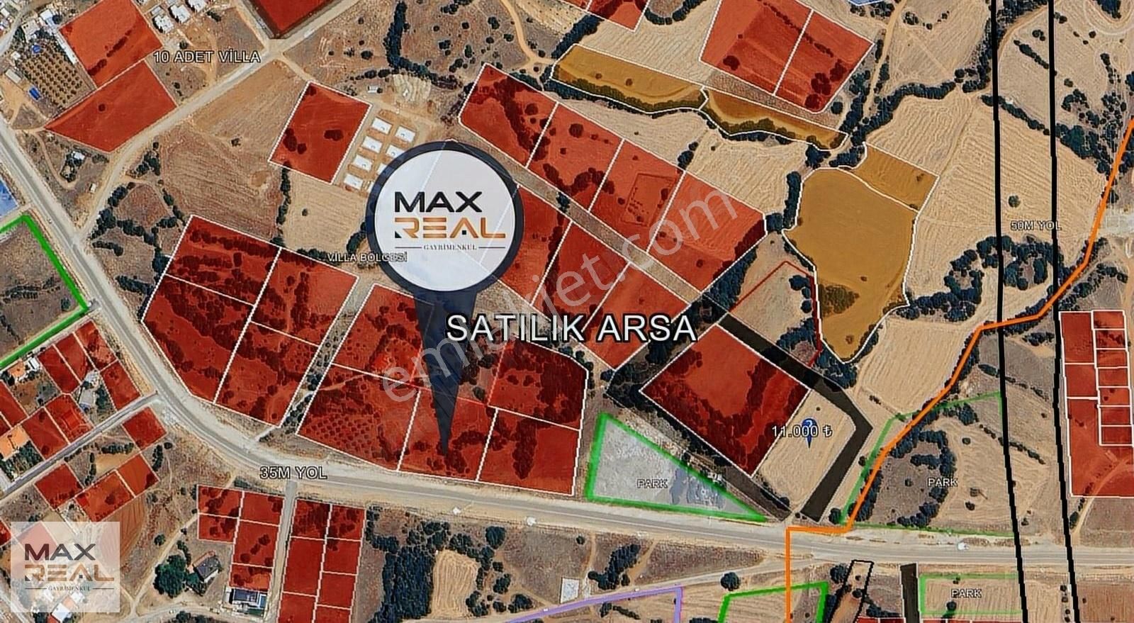 Merkezefendi Saruhan Satılık Konut İmarlı Max Real'den Satılık Çakmak Saruhan 35m Yol Üzeri Köşe Arsa