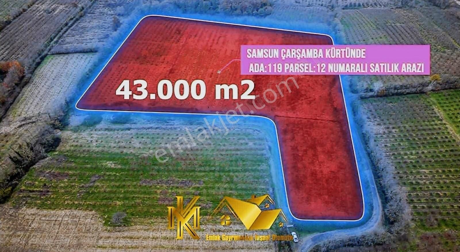 Çarşamba Kürtün Satılık Tarla Mk Emlak Gayrimenkulden 42.000 M2 Fernekte Arazi