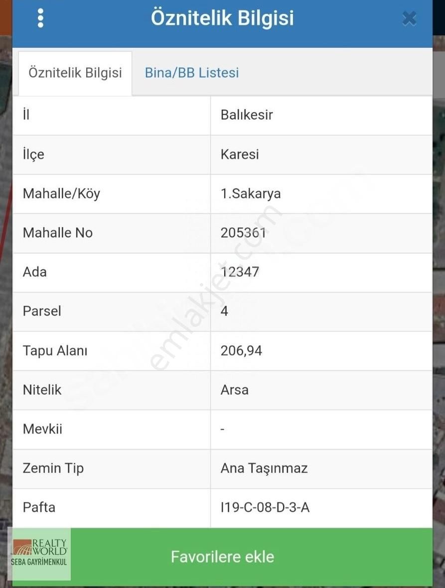 Karesi 1. Sakarya Satılık Konut İmarlı 1. Sakarya Çakmak Caddesinde Satılık Arsa