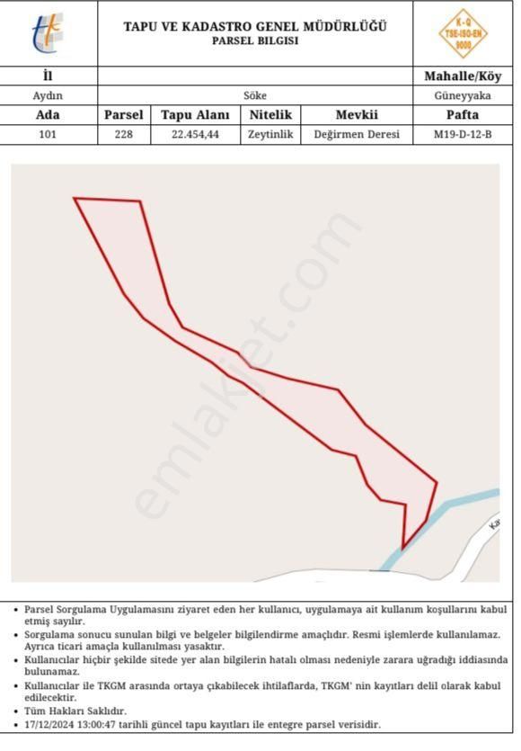 Söke Güneyyaka Satılık Zeytinlik Satılık Zeytinlik 22.454 M2