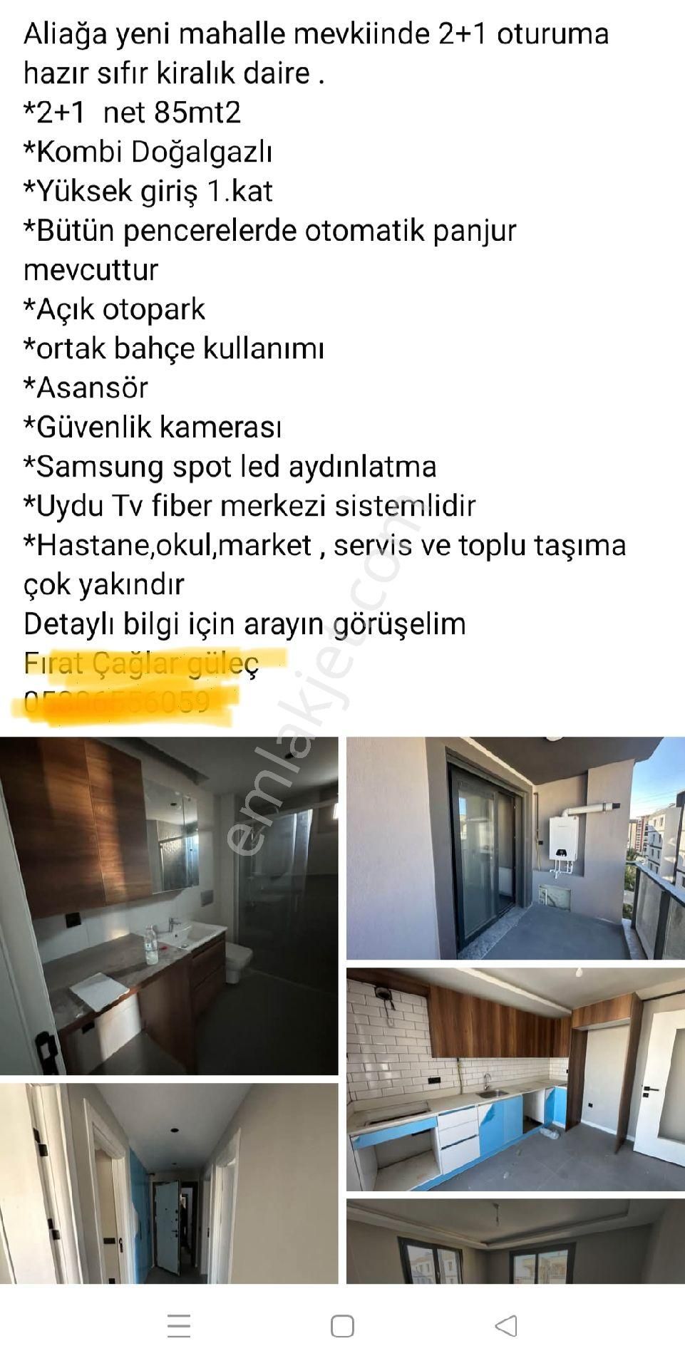 Aliağa Yeni Kiralık Daire Beyaz Emlaktan Kiralık Daıre