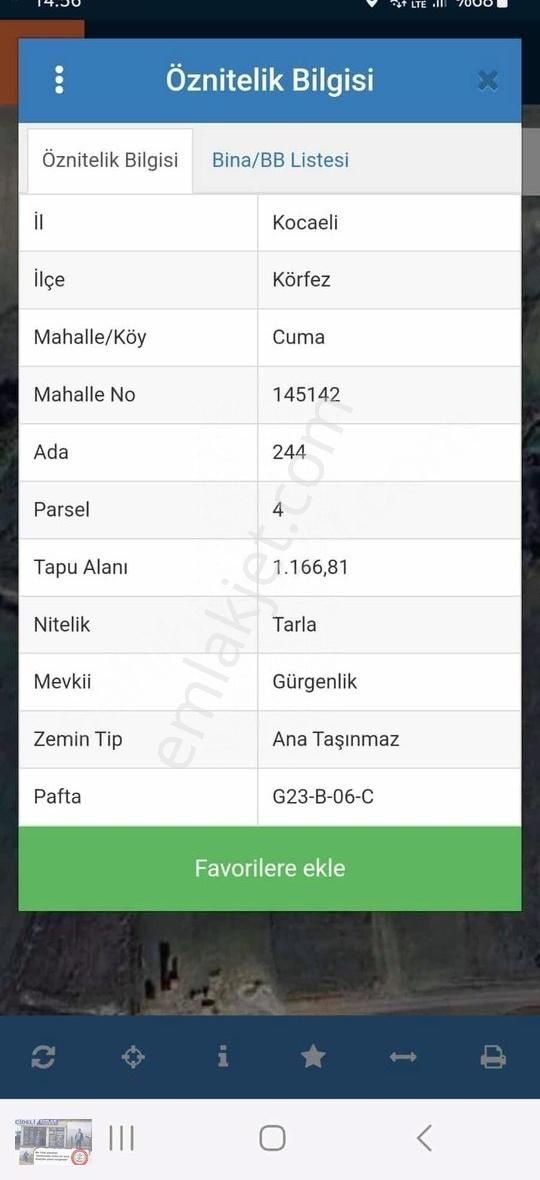 Körfez Sevindikli Satılık Tarla %5 İmarlı Cideli Emlaktan