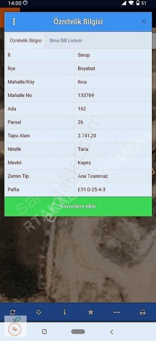Sinop Boyabat Ilıcaköyde Yola Cephe Satılık Tarla