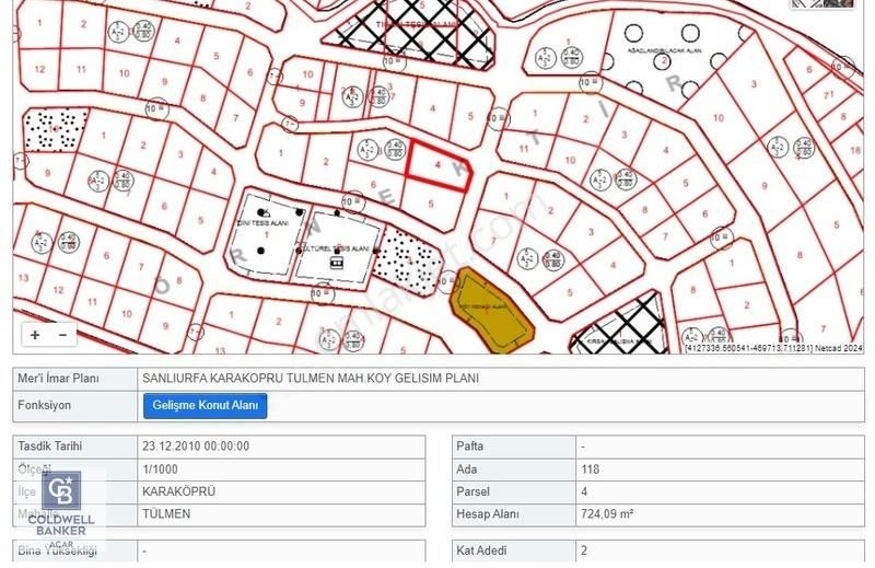 Karaköprü Tülmen Satılık Villa İmarlı Coldwell Banker'den Tülmende Köşe Başı Villa Arsası