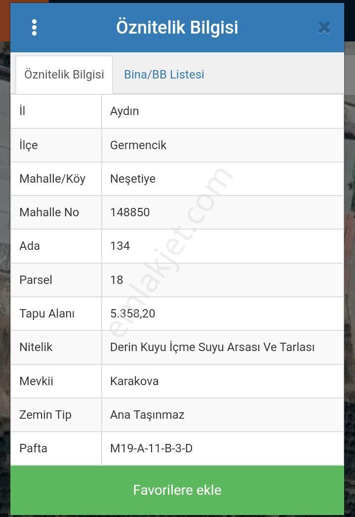 Germencik Neşetiye Satılık Konut İmarlı Aydın Germencik Ana Asfalta 250 Metre Mesafede 5360 M2 Arsa