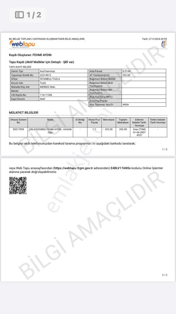 Tuzla Postane Satılık Konut İmarlı İstanbul Tuzlada Postane Mahallesinde Satılık Arsa