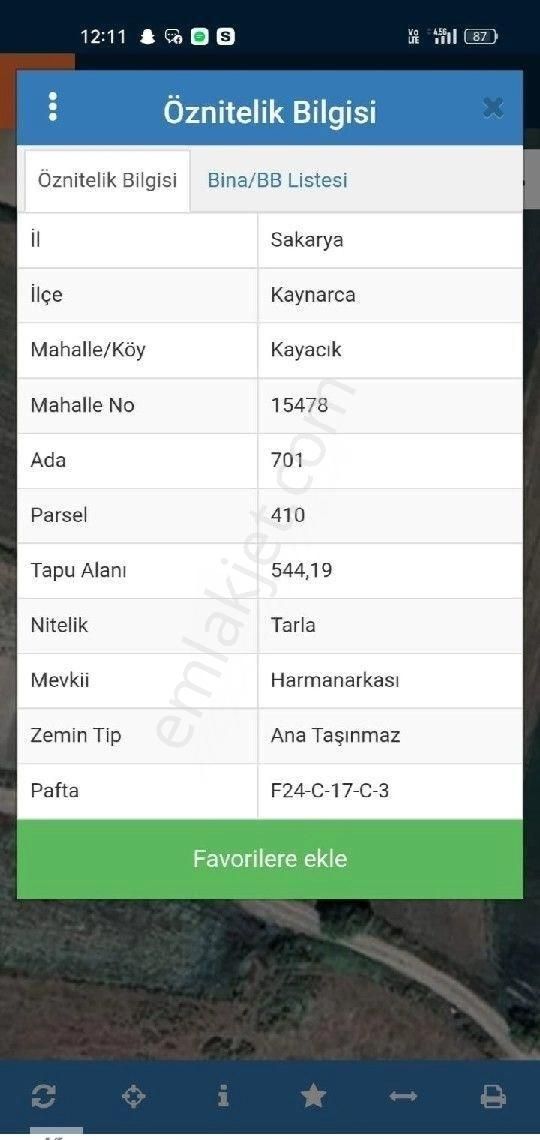 Kaynarca Kayacık Satılık Konut İmarlı Sakarya Kaynarca Kayacık Köy İçinde 544 M2 0.40 İmarlı Elektrik Su Yol Sorunsuz İfrazlı Müstakil Tap