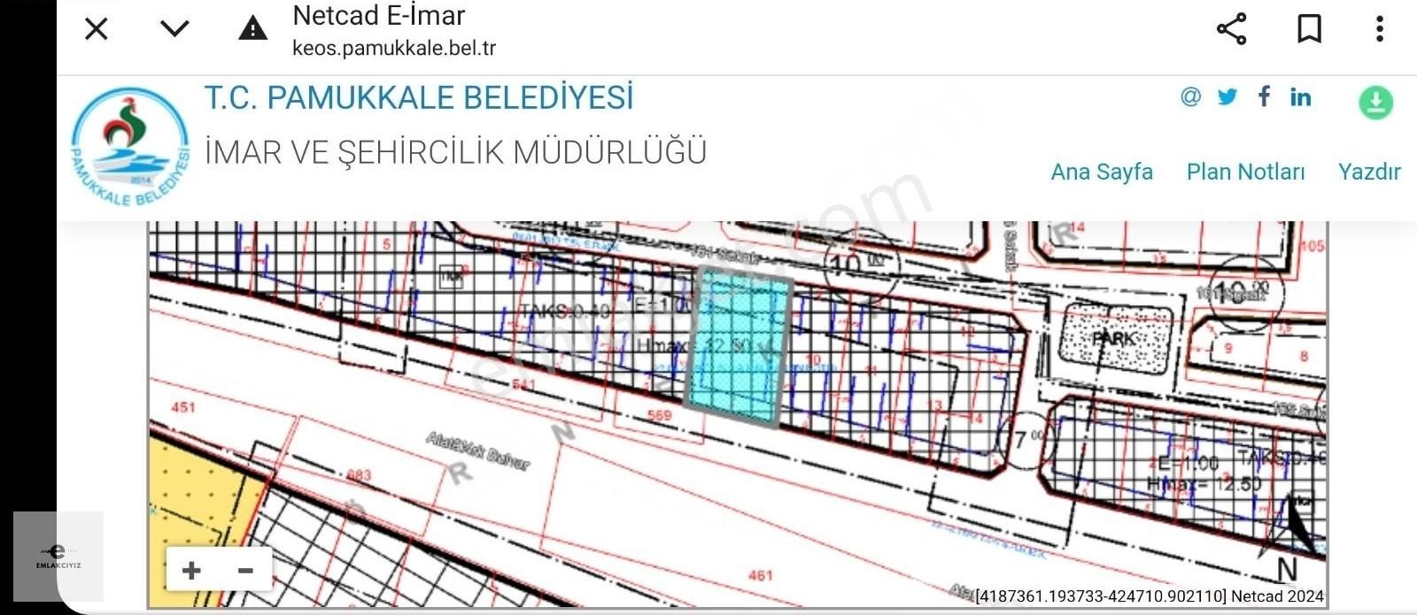 Pamukkale Akhan Satılık Ticari İmarlı Ankara Yolu Üzeri Ana Yola Cepheli Showruma Uygun Satılık Arsa