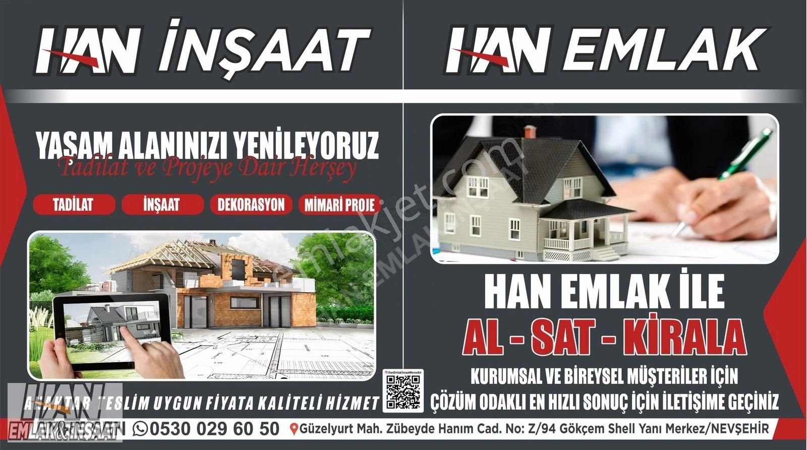 Nevşehir Merkez Emek Kiralık Daire Han Emlak İnşaat'tan 1+1 Eşyalı Kiralık Apart Daire