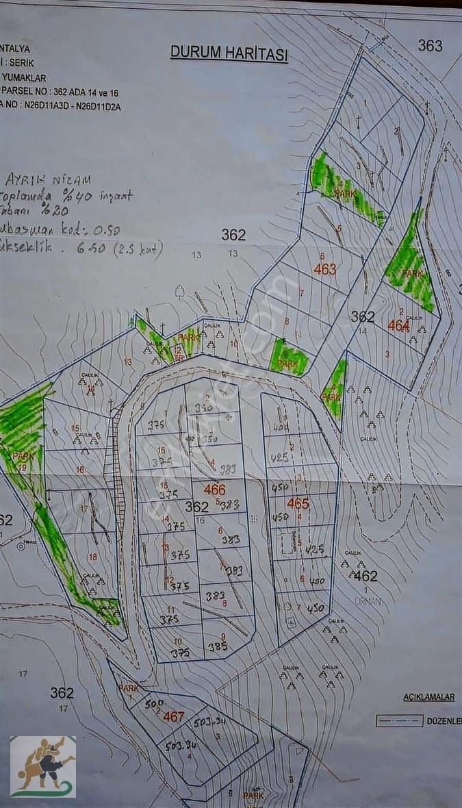 Serik Yumaklar Satılık Villa İmarlı 0,40 Emsal İmarlı Villa Parseli 568 M2 Kaçmaz Kelepir