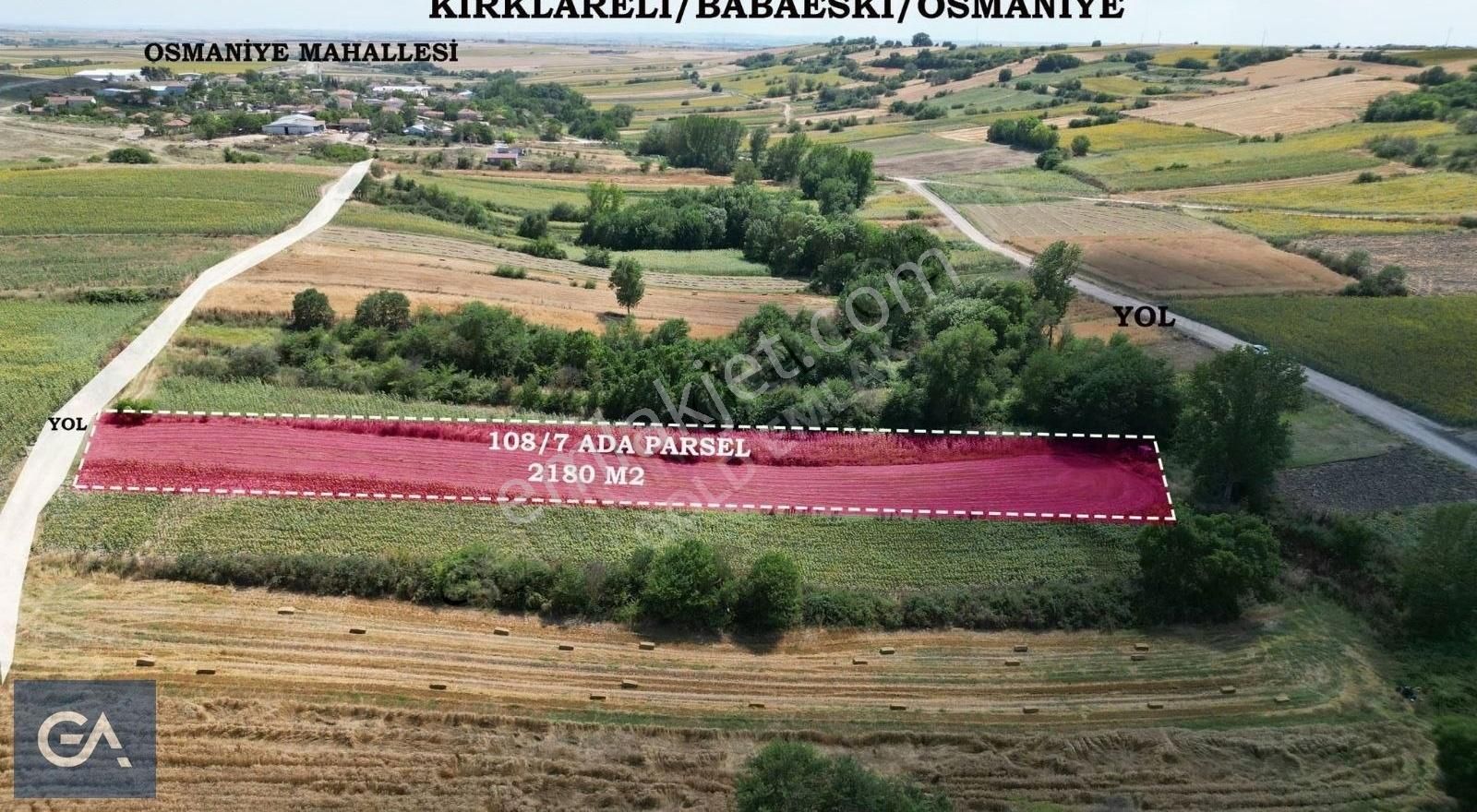 Babaeski Osmaniye Köyü Satılık Tarla Babaeski Osmaniye De 2180m2 Tek Tapu Yatırımlık Tarla