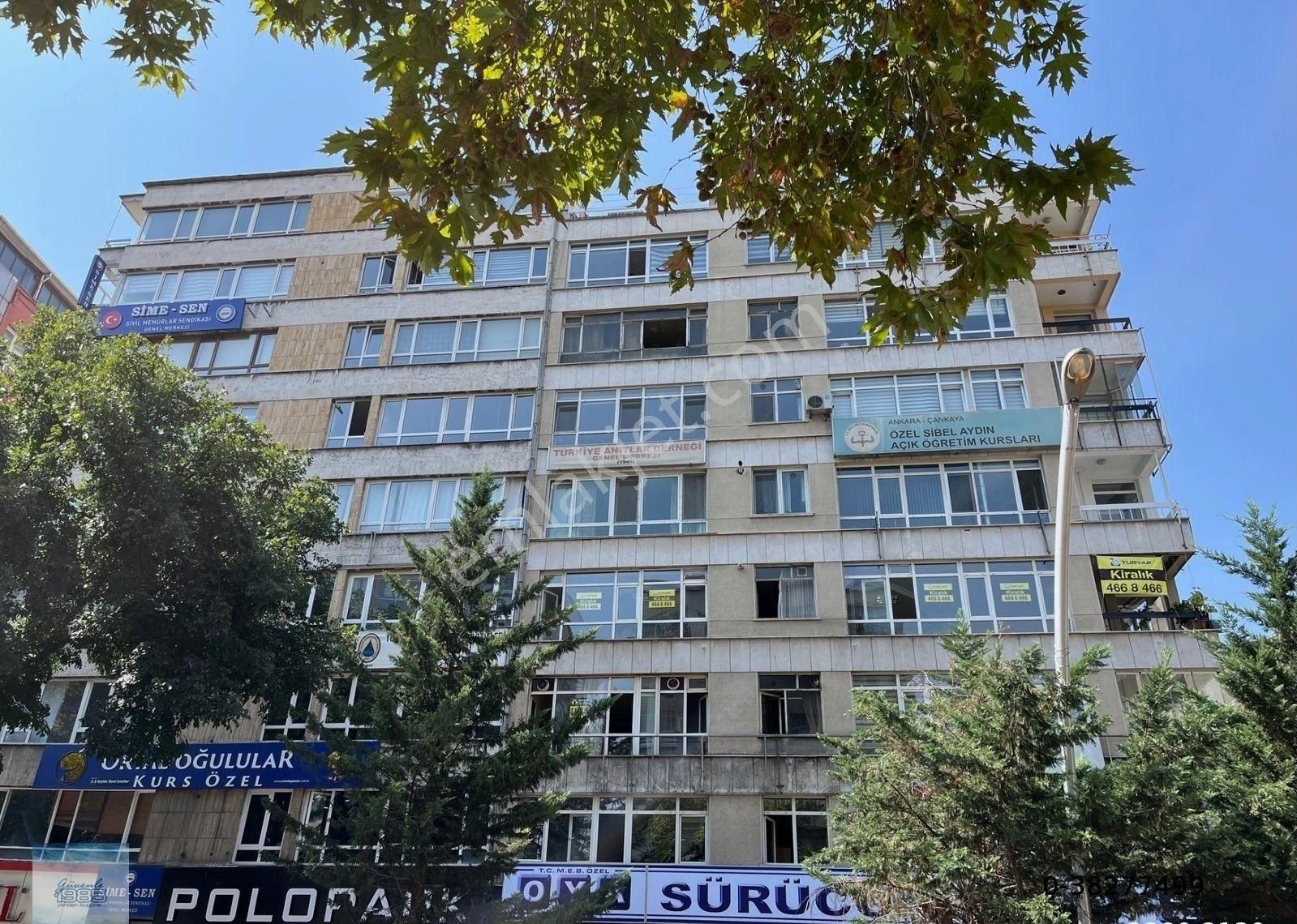 Ankara Çankaya Kiralık Ofis Gmk Bulvarı Fevzi Çakmak Sokak Köşesi 3+1 Ön Cephe 3. Kat Kombili Asansörlü 30ağustos