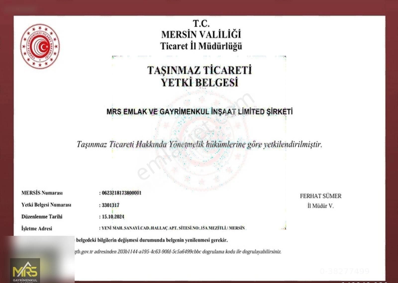 Erdemli Ayaş Satılık Daire Mrs Gayrimenkulden Ayaşta Orta Blokta Deniz Manzaralı 1+1 Daire