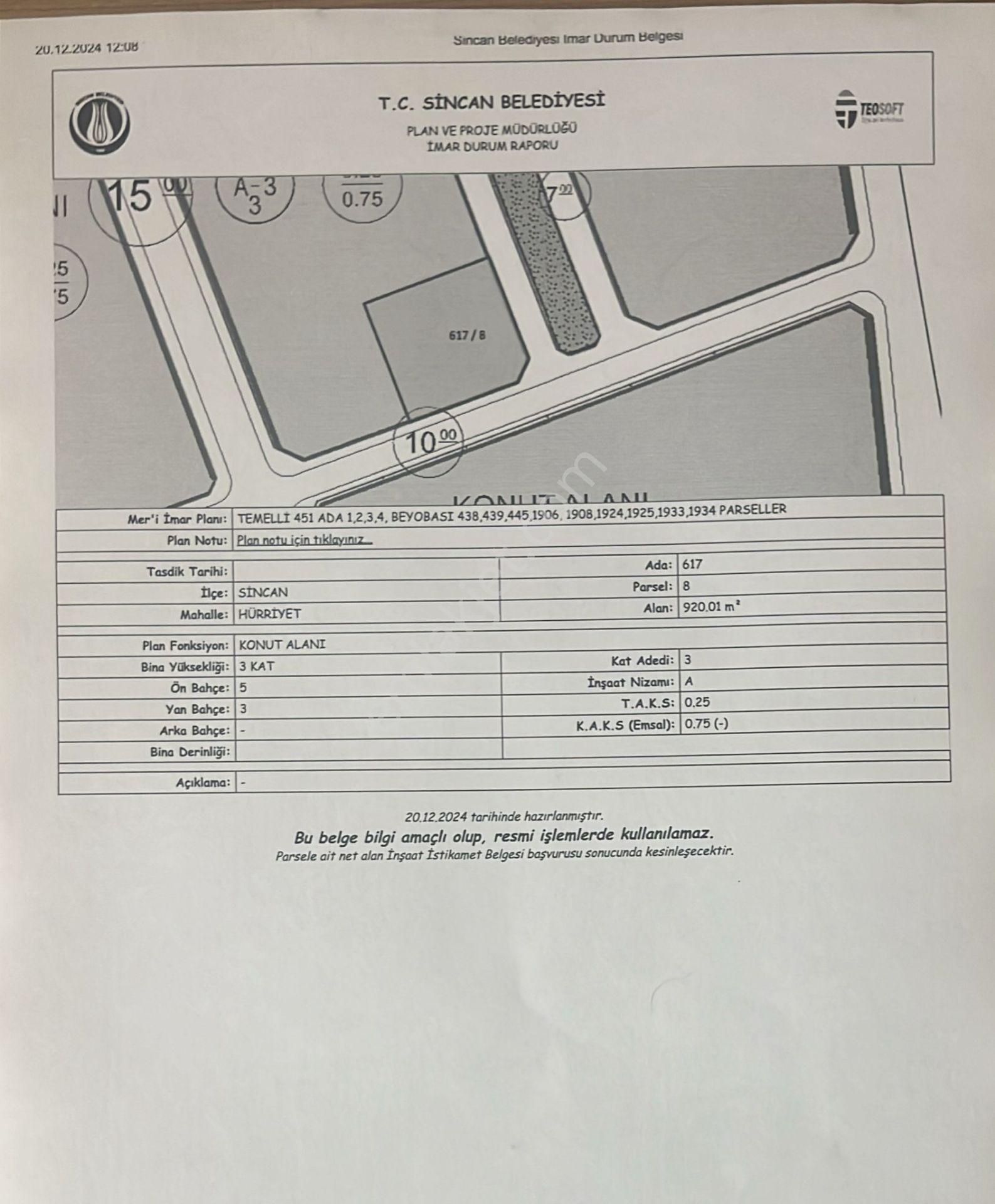 Sincan Hürriyet Satılık Villa İmarlı Temelli Hürriyet Te Satılık Tek Tapu Villa İmarlı Köşe Arsa