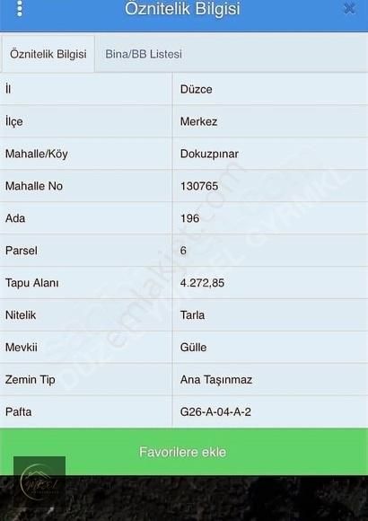 Düzce Merkez Boğaziçi Bld. (Dokuzpınar) Satılık Tarla Akçakoca Yolu Üzeri Dokuzpınar Köyünde 8.430m2 Tarla Satılık