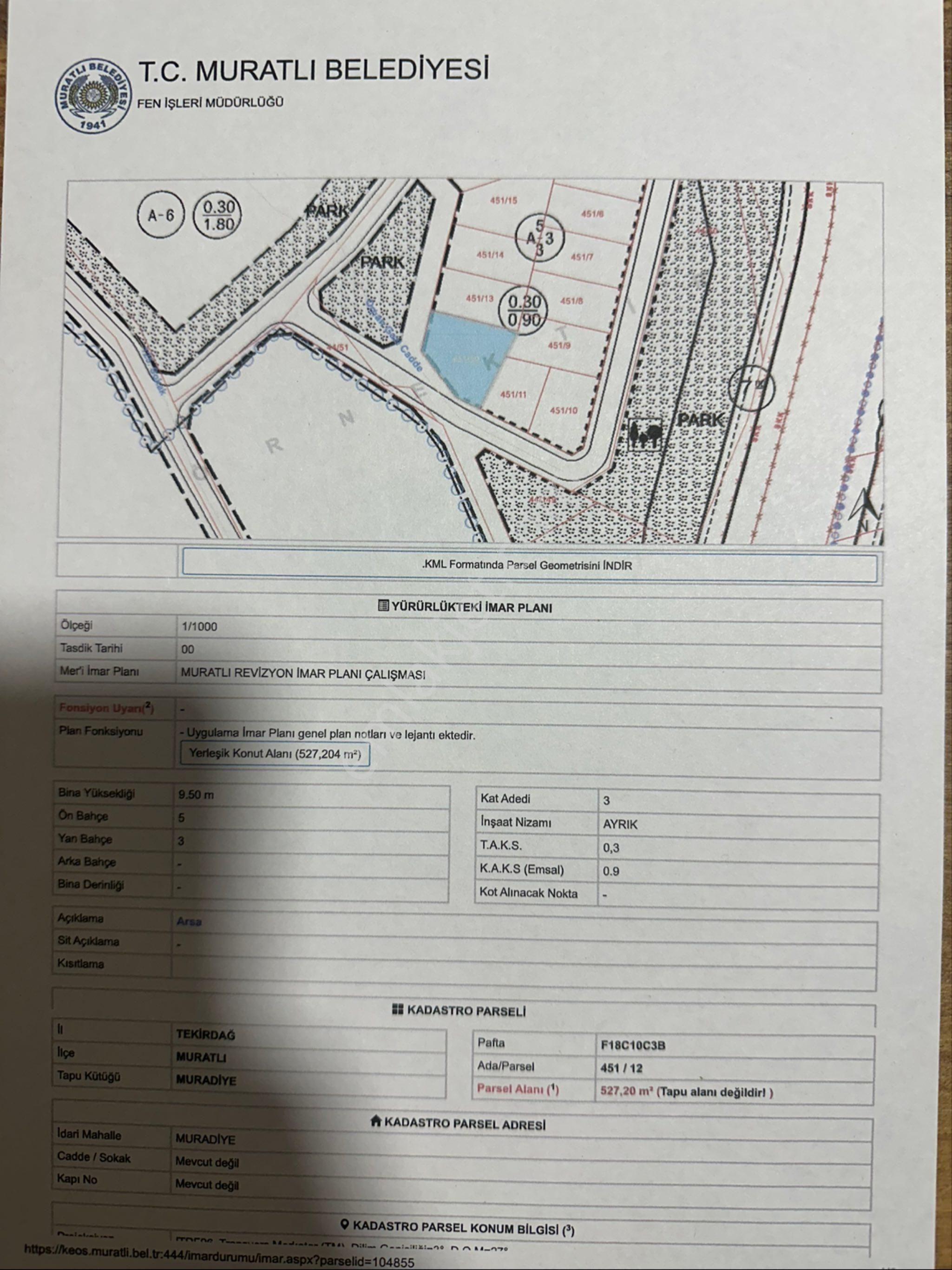 Tekirdağ Ergene Misinlide Satılık Arsa 346 M2