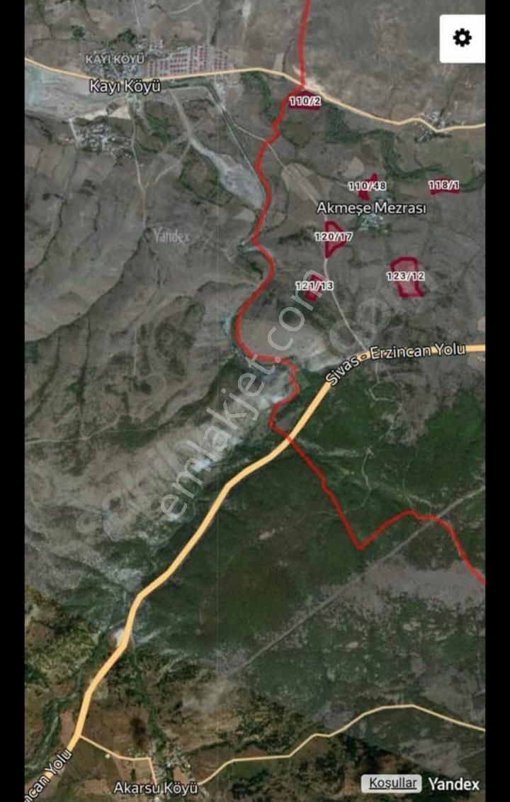 Refahiye Ortagöze Köyü Satılık Tarla Erzincan Refahiye Ortagözede 14.065 M2 Kayı Vilları Yakını Sivas- Erzincan Karayolu Üzeri