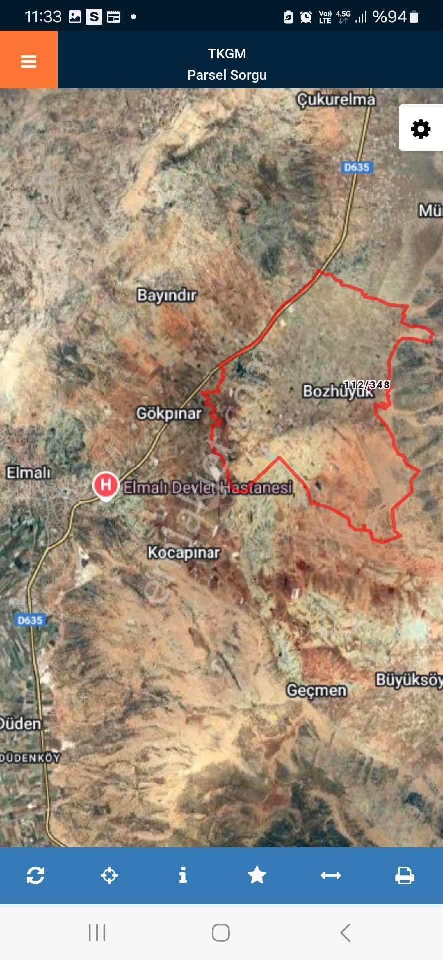 Antalya Elmalı Bozhüyük 7820m2 Müstakil Tapulu Kadastro Yolu Mevcut Satılık Tarla - Görsel 4
