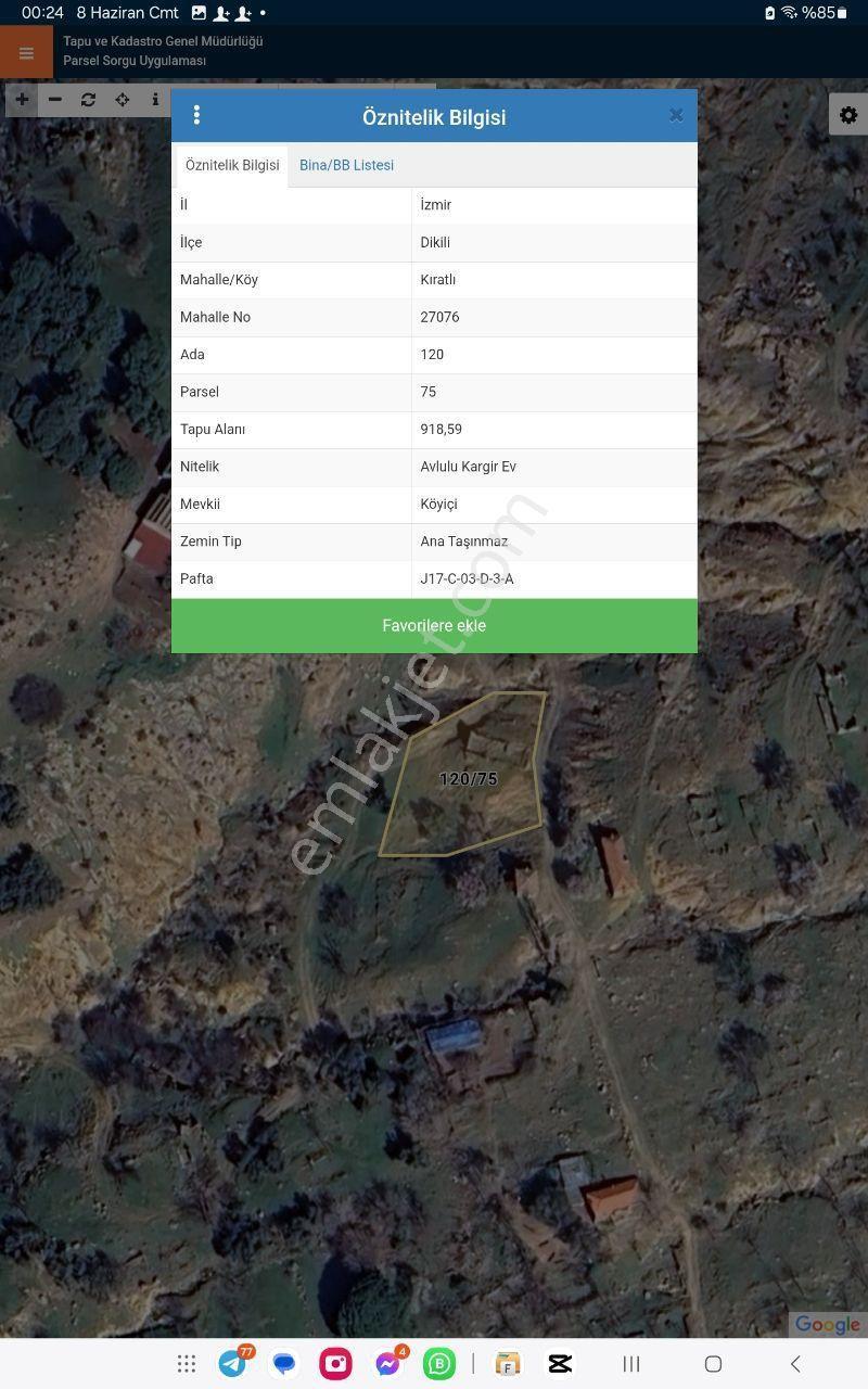 Dikili Eskikıratlıda Satılık Köyiçi 918m2 Arsa Nitelik Avlulukargirev Satılık Arsa - Görsel 3